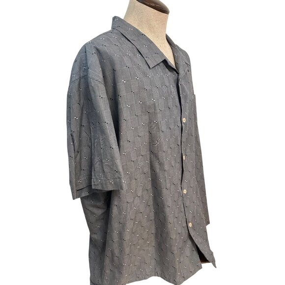 Tommy Bahama Mens Grey Short Sleeve Button-Up Shirt 65% Cotton 35% Silk 3XL - Picture 3 of 5
